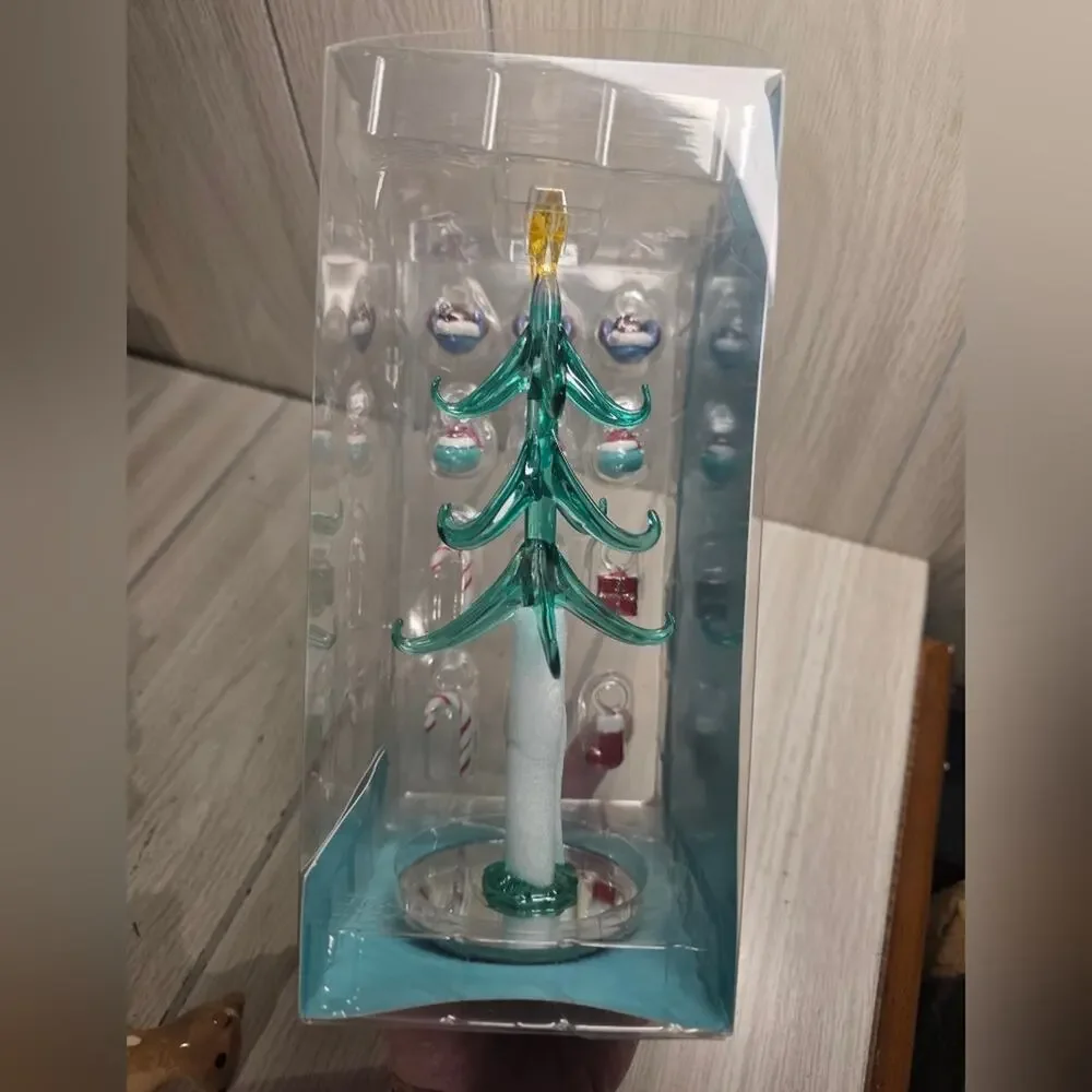 Disney Lelo And Stitch Glass Christmas Tree Light Up Table Top Holiday Decor